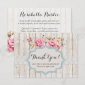 Sjofte Chic Bloemig Landelijk Hout Retro Bedankt (Voorkant / Achterkant)