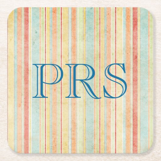 Sjofte Strepen Monogram Kartonnen Onderzetters (Voorkant)