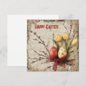Sjofte waterverf rode en gele paaseieren feestdagenkaart (Voorkant / Achterkant)