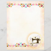 Sjofze Naaimachine Bloemig Briefpapier (Voorkant)