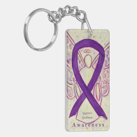 Sjogren Syndrome Angel Awareness Ribbon Sleutelhan Sleutelhanger (Voorkant Links)