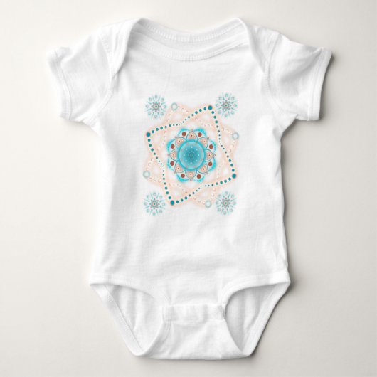 SK8 Aqua bloemige Mandala's  Romper (Voorkant)