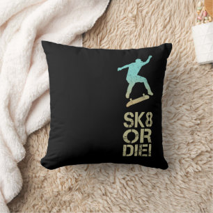 SK8 of sterven! Olli Skater Vintage voor Skateboar Kussen