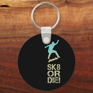SK8 of sterven! Olli Skater Vintage voor Skateboar Sleutelhanger