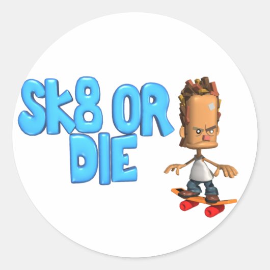 Sk8- of stervenstickers ronde sticker (Voorkant)
