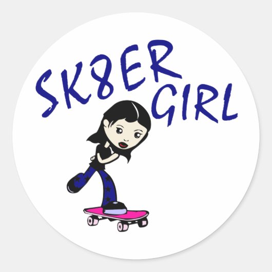 sk8er meisje ronde sticker (Voorkant)