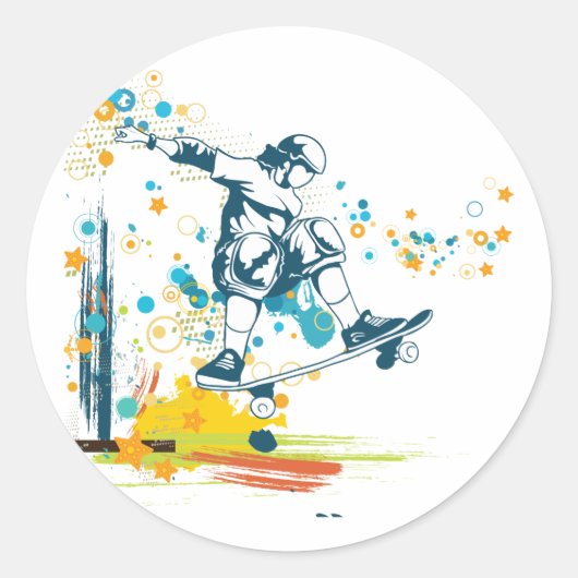 sk8er skateboarder vector ronde sticker (Voorkant)