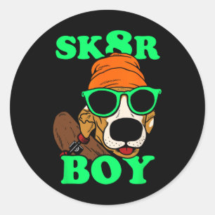 Sk8r Boy - Hond Skateboarden Grappige Meme Ronde Sticker