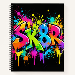 Sk8r Graffiti Skater Kleurrijke Koele Spiraal Note Notitieboek