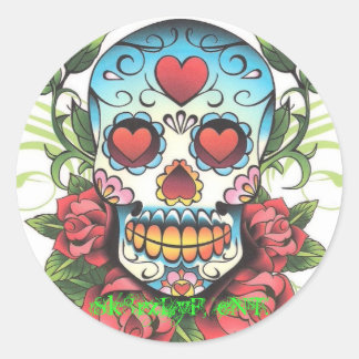 Sk8rzLyF Skull - Rozen 001, Sk8rzLyF, eNT. Ronde Sticker