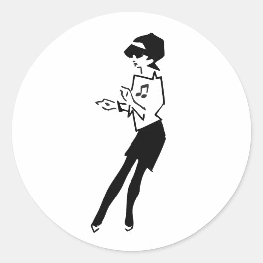 Ska Music Girl Ronde Sticker (Voorkant)