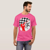 Ska Music Punk Reggae Retro Zwart Rood Checkerboar T-shirt (Voorkant volledig)