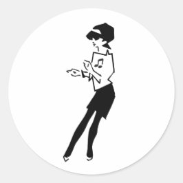 Ska Muziek Meisje Ronde Sticker