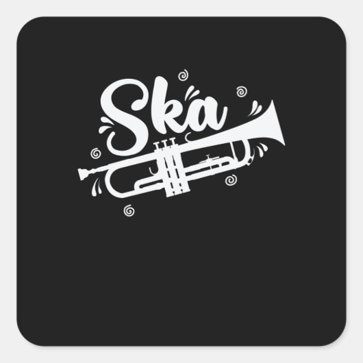 Ska Trompete Swing Jazz Musikstil Vierkante Sticker (Voorkant)