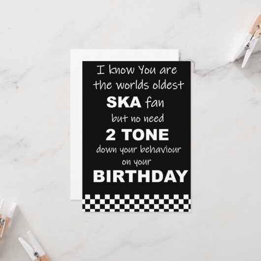 SKA Verjaardag humor kaart (Voorkant / Achterkant in situ)