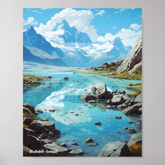 Skaftafell Iceland Vintage Travel Poster (Voorkant)