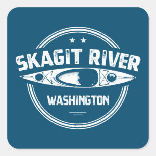 Skagit River Washington Kayaking Vierkante Sticker