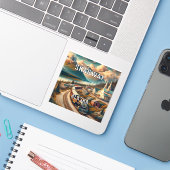 Skagway Alaska 3 inch Vinyl Sticker (Laptop met iPhone)