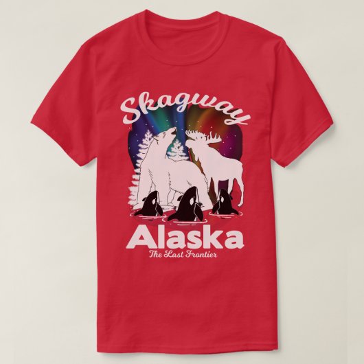 Skagway Alaska Aurora Borealis Bear Orca Moose Kee T-shirt (Design voorkant)