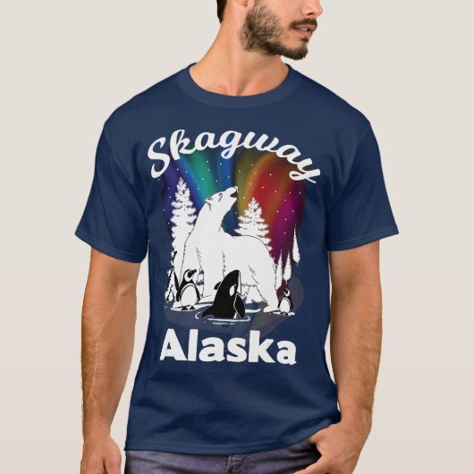 Skagway Alaska Aurora Borealis Bear Orca T-shirt (Voorkant)