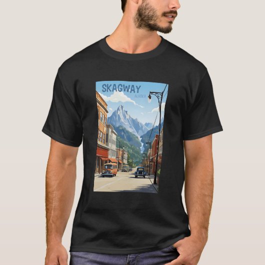 Skagway Alaska stijl Reizen Poster Graphic T-shirt (Voorkant)