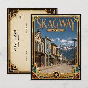 Skagway Alaska Vintage Art Deco Gouden Tijdperk Briefkaart