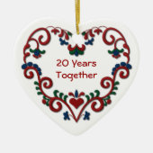 Skandinavisch Hart 20 Jaar samen Keramisch Ornament (Voorkant)