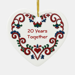 Skandinavisch Hart 20 Jaar samen Keramisch Ornament
