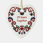 Skandinavisch Hart 25 Jaar samen Keramisch Ornament (Rechts)