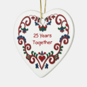 Skandinavisch Hart 25 Jaar samen Keramisch Ornament (Links)