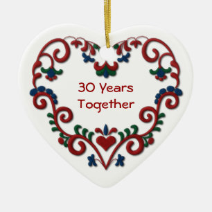 Skandinavisch Hart 30 Jaar samen Keramisch Ornament