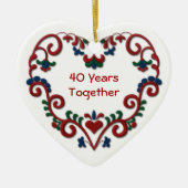 Skandinavisch Hart 40 Jaar samen Keramisch Ornament (Voorkant)