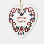 Skandinavisch Hart 40 Jaar samen Keramisch Ornament (Links)