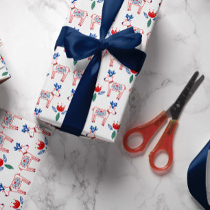 Skandinavische BloemenKerstmis van het Patroon van Cadeaupapier