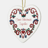 Skandinavische Eerste Kerstmis van het Hart samen Keramisch Ornament (Links)