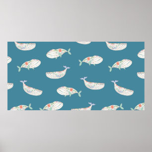 skandinavische walvis zee naadloos paté poster