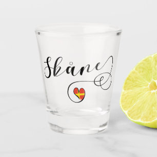 Skåne Flag Heart, Zweden, Scania Shot Glas