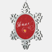 Skåne Flag Heart, Zweden, Scania Tin Sneeuwvlok Ornament (Rechts)