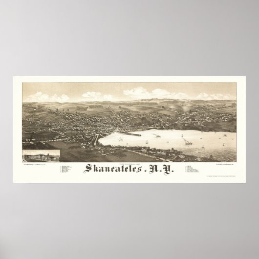 Skaneateles, NY Panoramic Map - 1884 Poster (Voorkant)