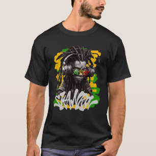 Skanking Rastaman met Hoofdtelefoon Graffiti Style T-shirt