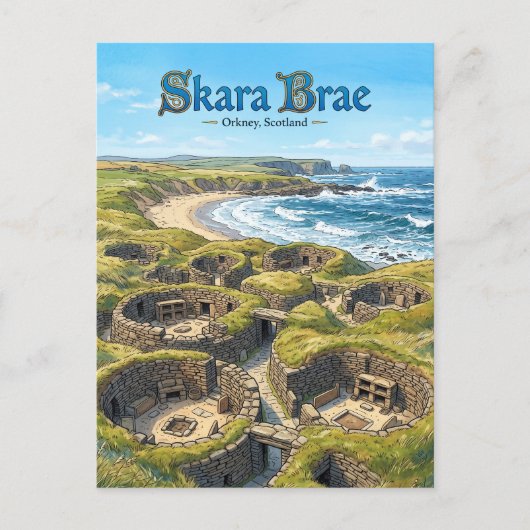 Skara Brae Schotland Briefkaart (Voorkant)