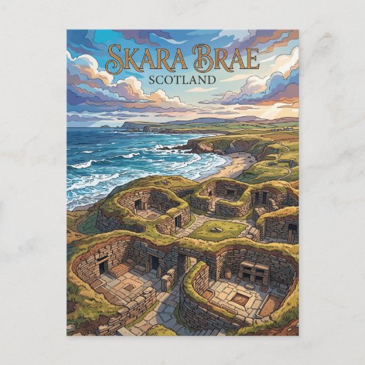 Skara Brae Schotland Briefkaart (Voorkant)