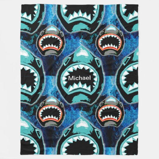 Skark Mania Funny Cartoon Illustratie Fleece Deken (Voorkant)