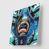 Skark Mania Funny Cartoon Illustratie Vierkante Klok (Hoek)