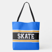 SKATE Athletic Helderblauw Zwart Oranje Strepen Tote Bag (Achterkant)