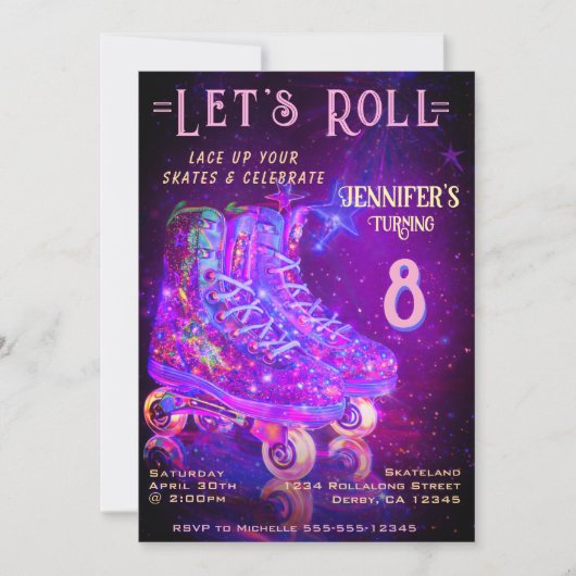 Skate Birthday Party Invitation Kaart (Voorkant)