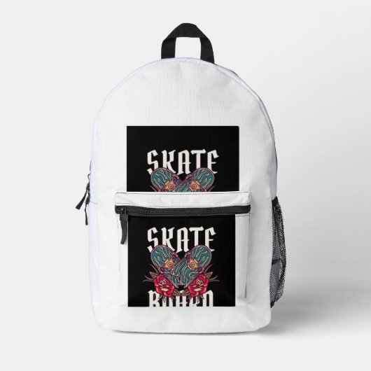 Skate Board Grafische Witte Rugzak (Voorkant)