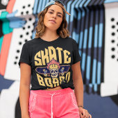 Skate Bound Skull Wings Skateboard Streetwear Tee T-shirt