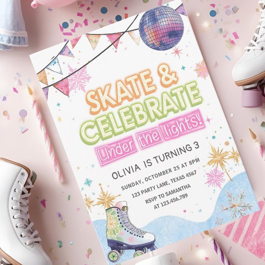 Skate & Celebrate Under the Lights Kids Birthday Kaart