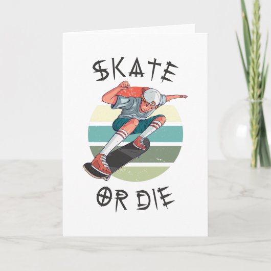 Skate of sterf Skateboarder Jongen Kaart (Voorkant)
